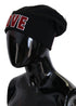 Dolce & Gabbana Black Wool Fur Ball DG Love Winter Beanie One Size Hat